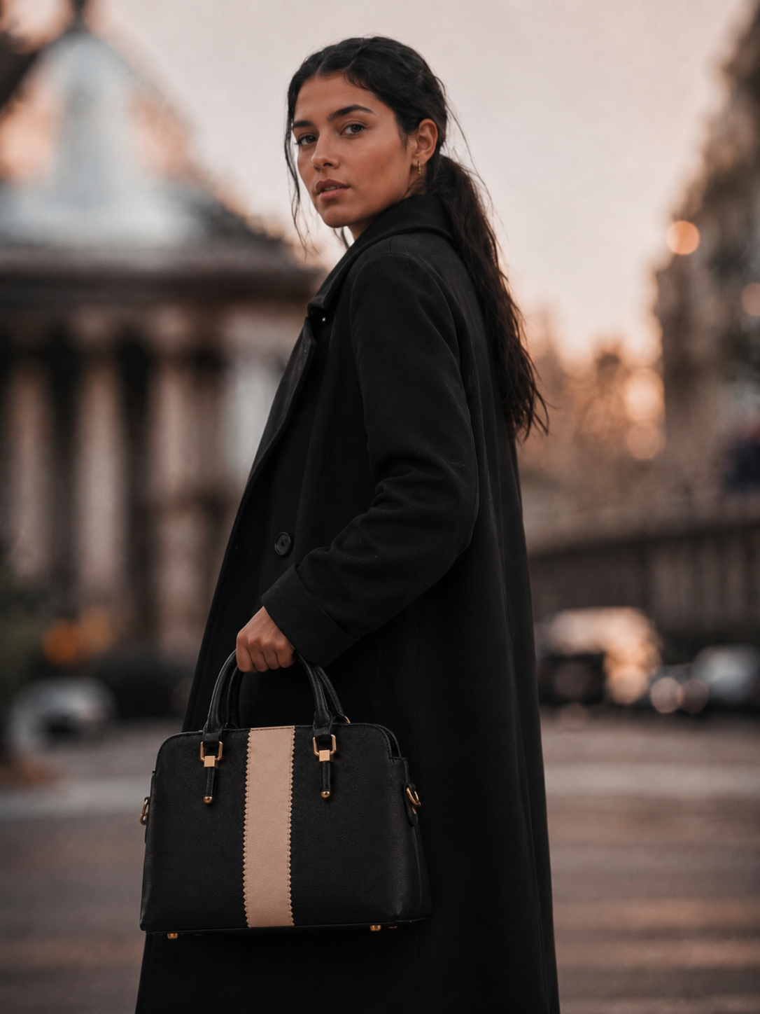 Modern Two-Tone Structured Satchel