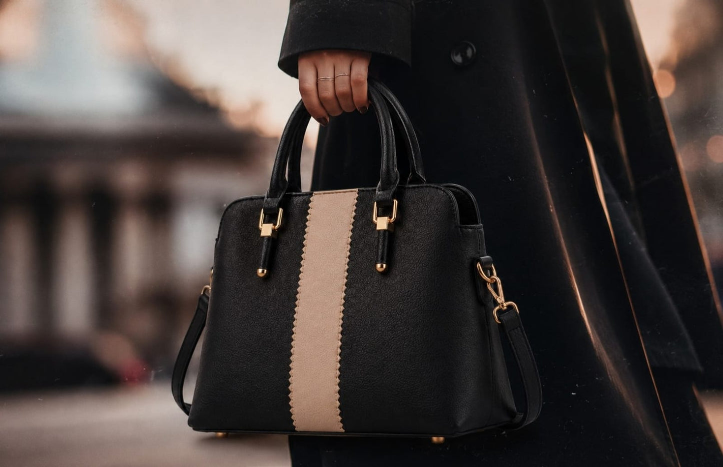 Modern Two-Tone Structured Satchel
